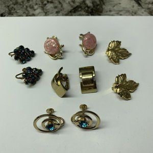 Lot Of 5 Vintage - Modern Clip On Clip-on Screw On Costume Earrings